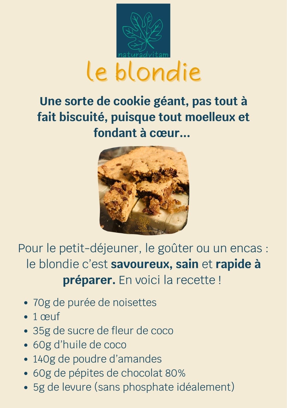 Recette Blondie